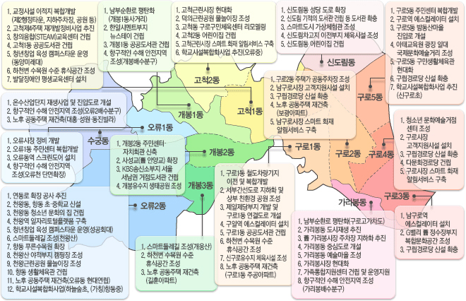 민선7기 공약 위치도 이미지 - 자세한 내용은 하단 참조