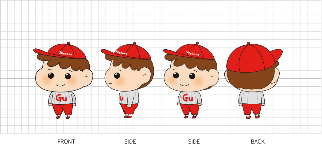 지유(GU) 앞모습, 좌측 옆모습, 좌측 반측면 모습, 뒷모습