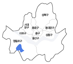 1940년대 서울지도 이미지 - 영등포구 아래에 구로구는 영등포구에서 직접 관할