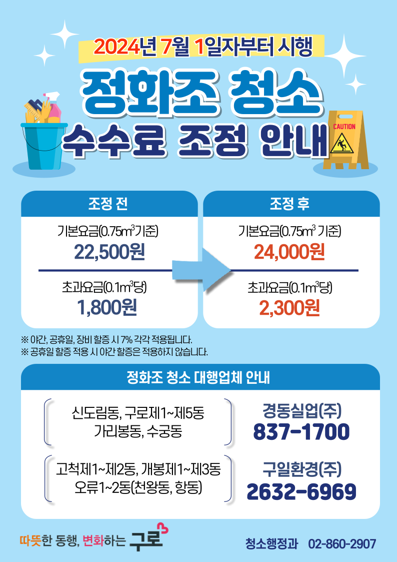 정화조 청소 수수료 조정 안내문